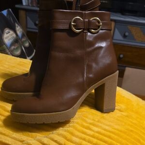 Amalfi Brown Leather Heeled Boots